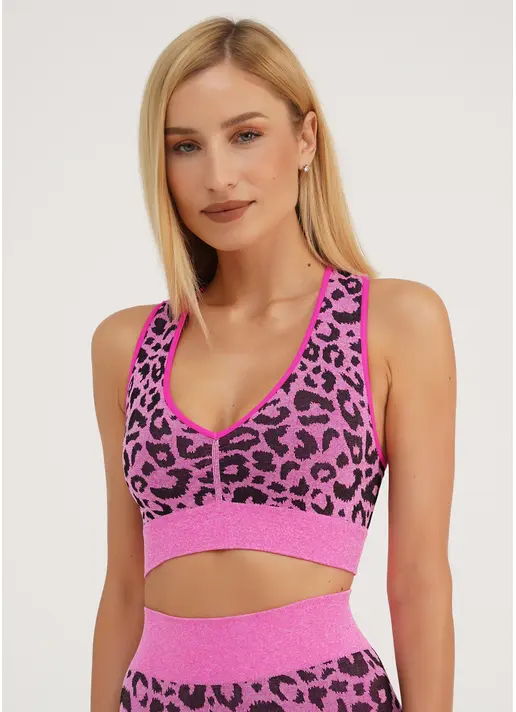 Спортивний топ з леопардовим принтом TOP ANIMAL MELANGE 03 pink neon (неоновий рожевий) Спортивний топ з леопардовим принтом TOP ANIMAL MELANGE 03 pink neon (неоновий рожевий)