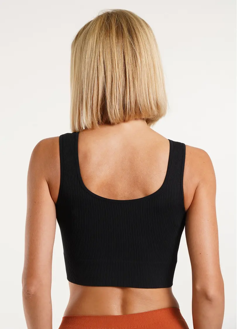 Топ в рубчик на широких бретелях TOP RIB black (чорний)