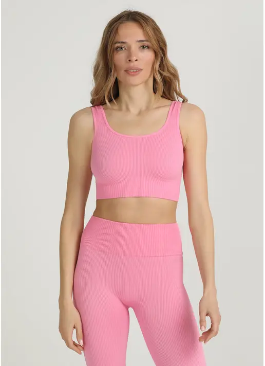 Топ в рубчик на широких бретелях TOP RIB rosa pink (рожевий)
