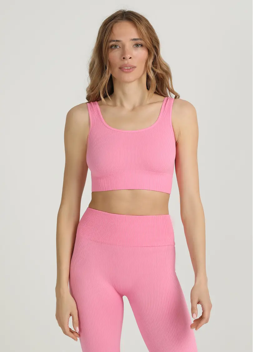 Топ в рубчик на широких бретелях TOP RIB rosa pink (рожевий)