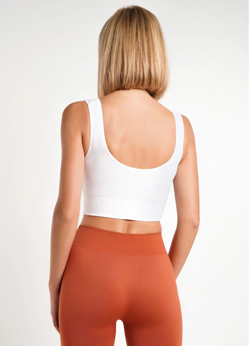 Топ в рубчик на широких бретелях TOP RIB white (білий)