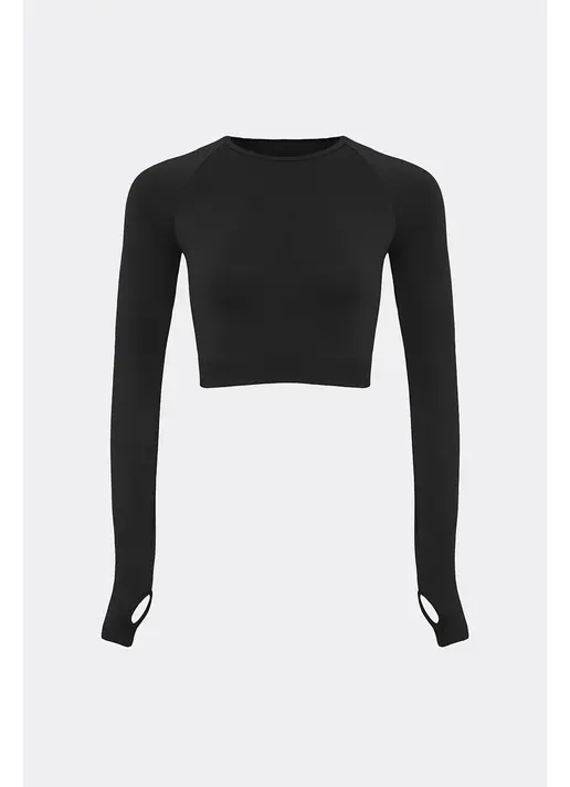 Укорочений кроп-топ FLEX LONGSLEEVE ACTIVE (чорний) Укорочений кроп-топ FLEX LONGSLEEVE ACTIVE (чорний)
