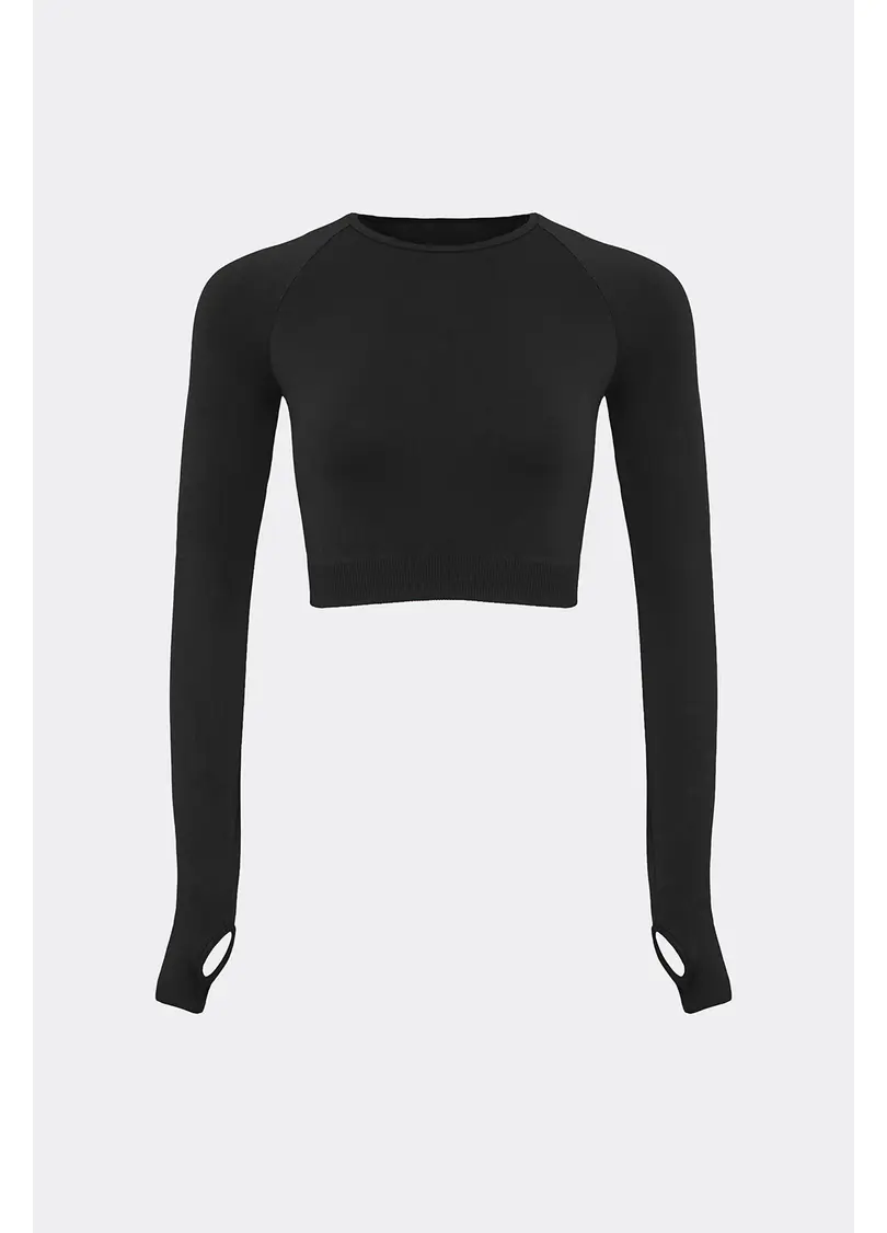 Укорочений кроп-топ FLEX LONGSLEEVE ACTIVE (чорний)