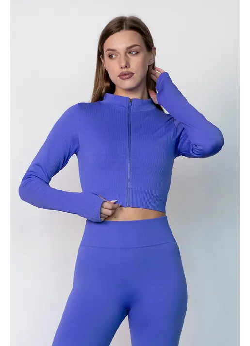 Кроп-лонг на блискавці FLEX TOP Zip-Up Active (синій) Кроп-лонг на блискавці FLEX TOP Zip-Up Active (синій)