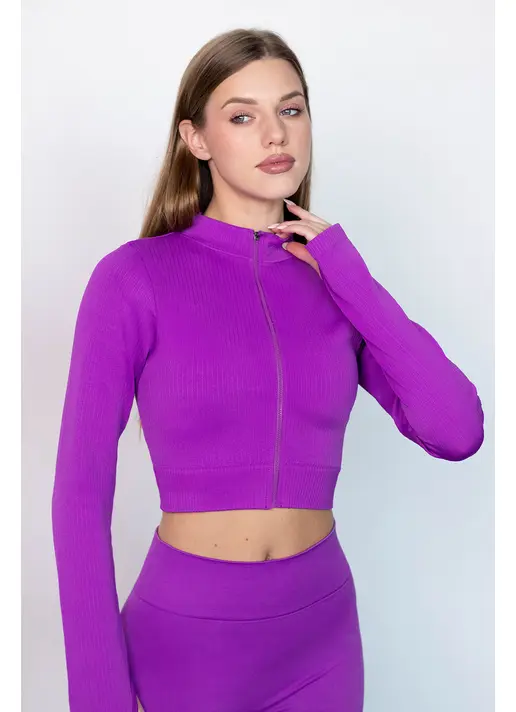 Кроп-лонг на блискавці FLEX TOP Zip-Up Active (фіолетовий)