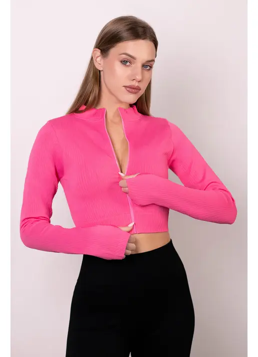 Кроп-лонг на молнии FLEX TOP Zip-Up Active (розовый)