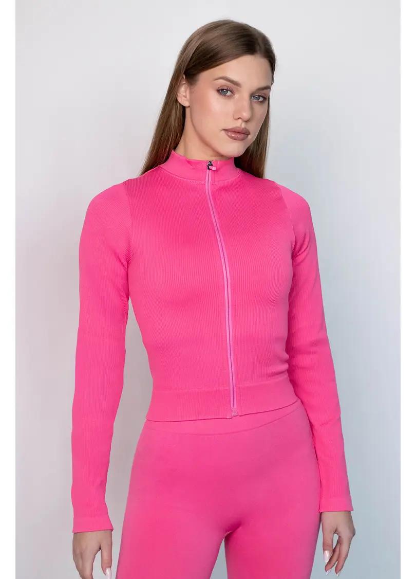 Лонгслів на блискавці FLEX LONGSLEEVE Bare (raspberry, рожевий)