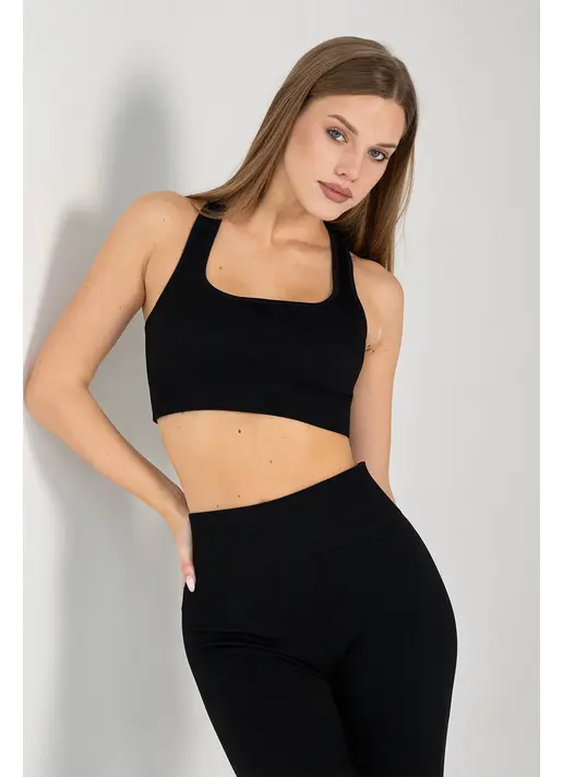 Топ в рубчик FLEX TOP Cut-Out Fit (чорний)