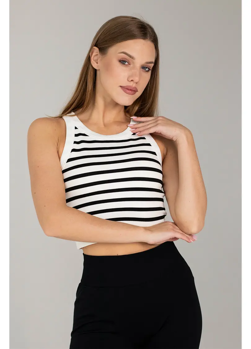 Кроп-топ у смужку FLEX TOP Strip (білий/чорний)