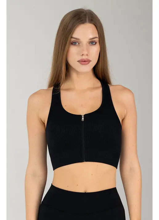 Спортивний топ на блискавці FLEX TOP Zip-Up Active (чорний)