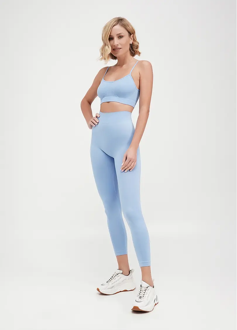 Безшовні легінси з мікрофібри LEGGINGS 02 lacecap hydrangea (блакитний)