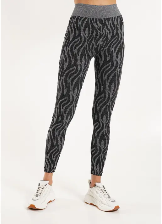 Спортивні легінси з тигровим принтом LEGGINGS ANIMAL MELANGE 01 nero (чорний)