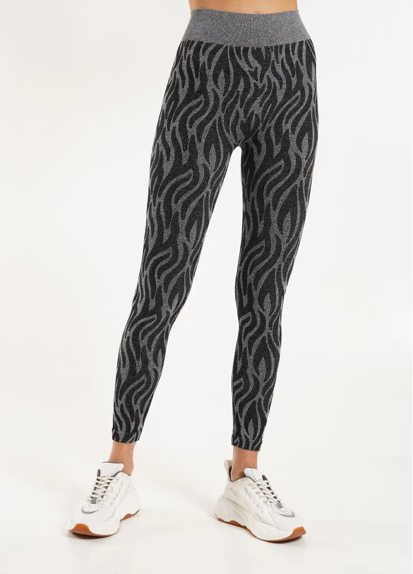 Спортивні легінси з тигровим принтом LEGGINGS ANIMAL MELANGE 01 nero (чорний)