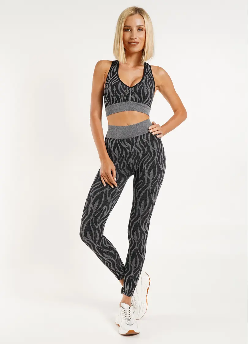 Спортивні легінси з тигровим принтом LEGGINGS ANIMAL MELANGE 01 nero (чорний)