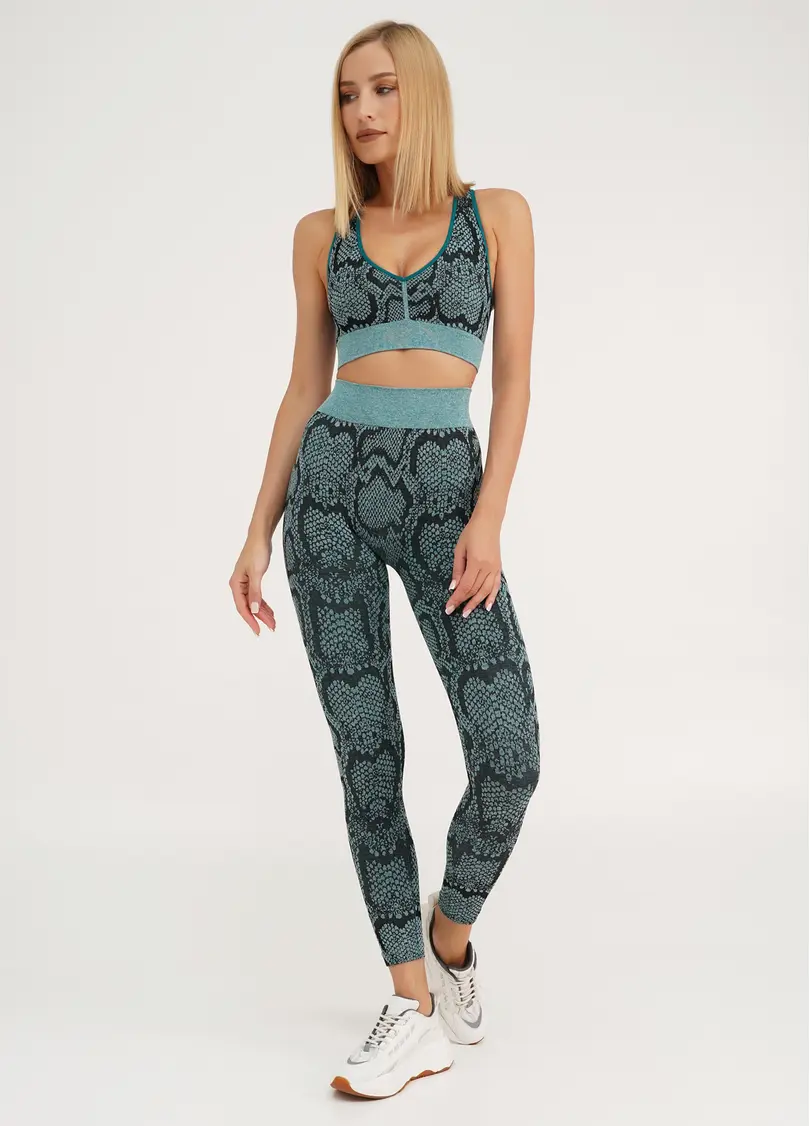 Спортивні легінси зі зміїним принтом LEGGINGS ANIMAL MELANGE 02 harbor blue (блакитний)