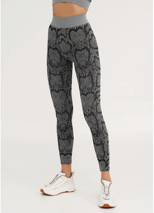 Спортивні легінси зі зміїним принтом LEGGINGS ANIMAL MELANGE 02 poppy seed (сірий)