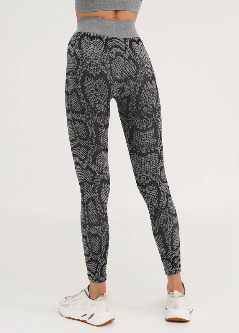 Спортивні легінси зі зміїним принтом LEGGINGS ANIMAL MELANGE 02 poppy seed (сірий)