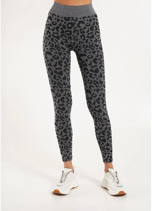 Спортивні легінси з леопардовим принтом LEGGINGS ANIMAL MELANGE 03 black (чорний)