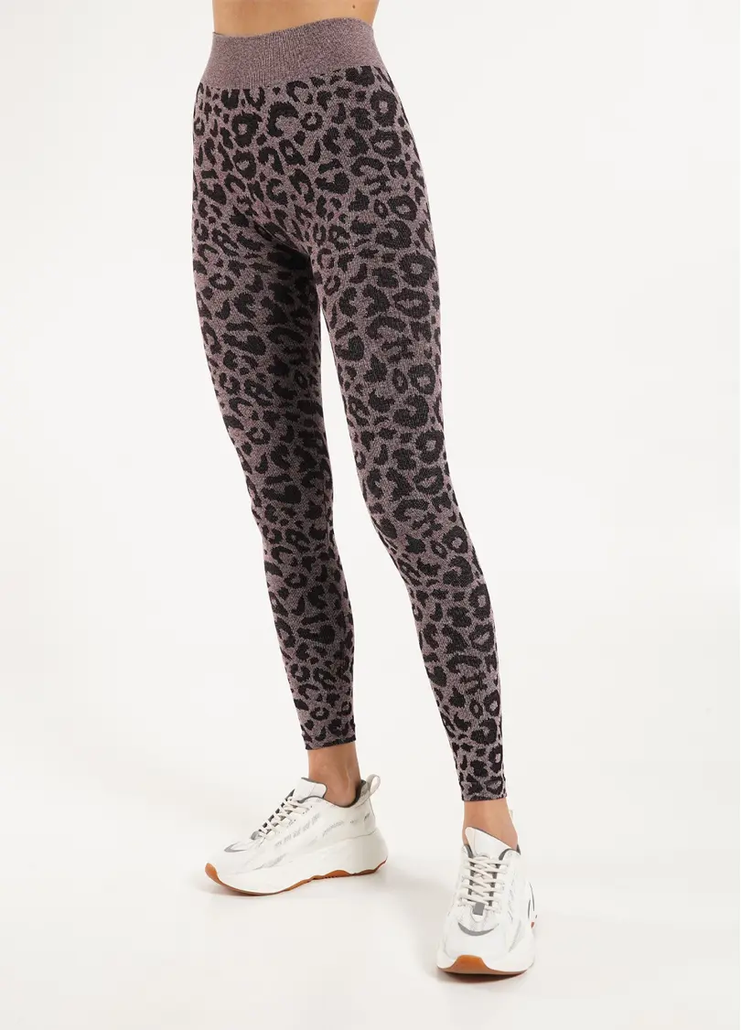 Спортивні легінси з леопардовим принтом LEGGINGS ANIMAL MELANGE 03 marsala (бордовий)