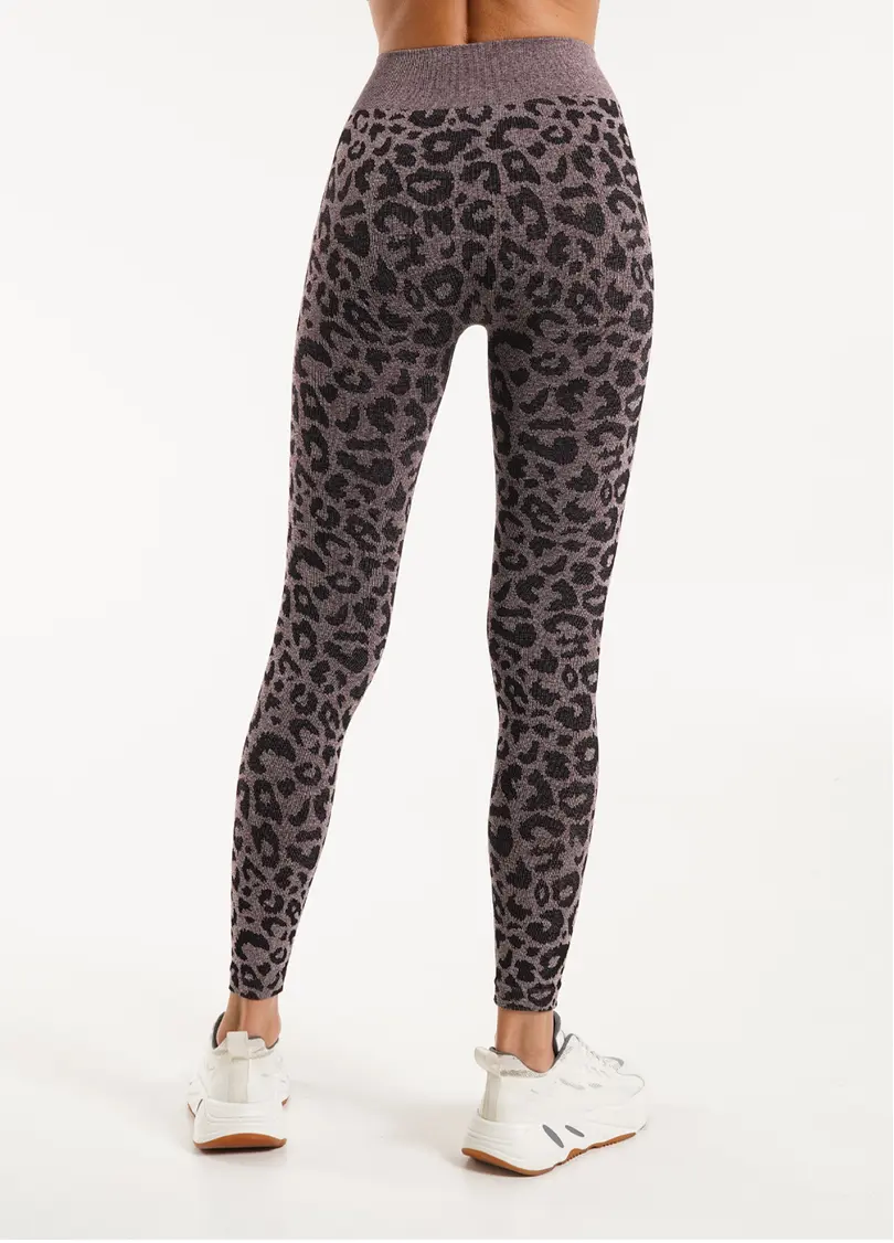 Спортивні легінси з леопардовим принтом LEGGINGS ANIMAL MELANGE 03 marsala (бордовий)