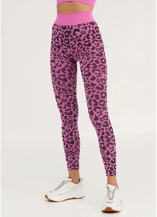 Спортивні легінси з леопардовим принтом LEGGINGS ANIMAL MELANGE 03 pink neon (неоновий рожевий) Спортивні легінси з леопардовим принтом LEGGINGS ANIMAL MELANGE 03 pink neon (неоновий рожевий)