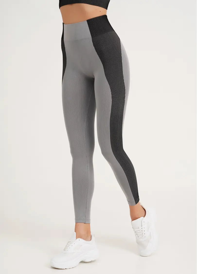 Спортивні легінси з контрастними смугами LEGGINGS COLOR BLOCK ultimate grey (сірий)
