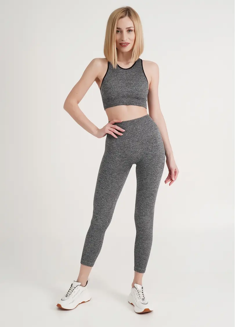 Безшовні легінси в рубчик LEGGINGS RIB MELANGE black (чорний)