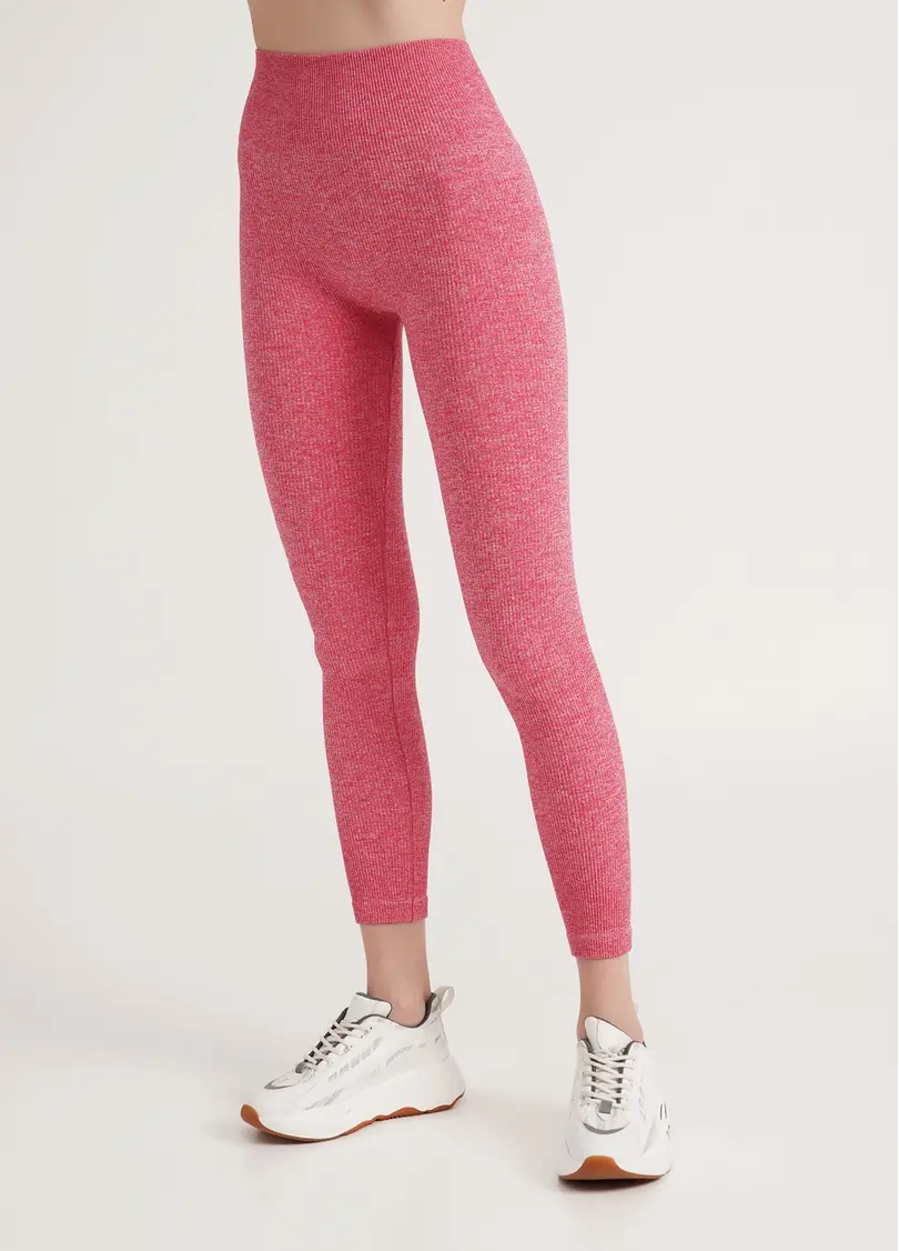 Безшовні легінси в рубчик LEGGINGS RIB MELANGE viva magenta (рожевий)