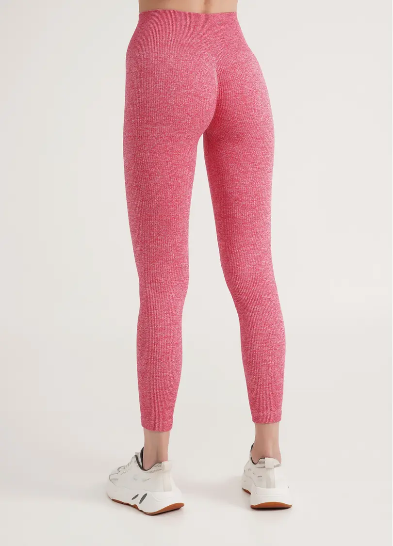 Безшовні легінси в рубчик LEGGINGS RIB MELANGE viva magenta (рожевий)