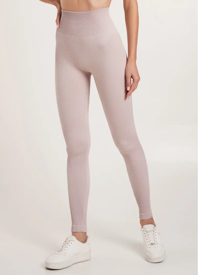 Легінси в рубчик з моделюючим швом ззаду LEGGINGS RIB burnished lilac (рожевий)