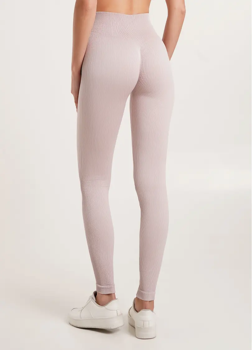 Легінси в рубчик з моделюючим швом ззаду LEGGINGS RIB burnished lilac (рожевий)