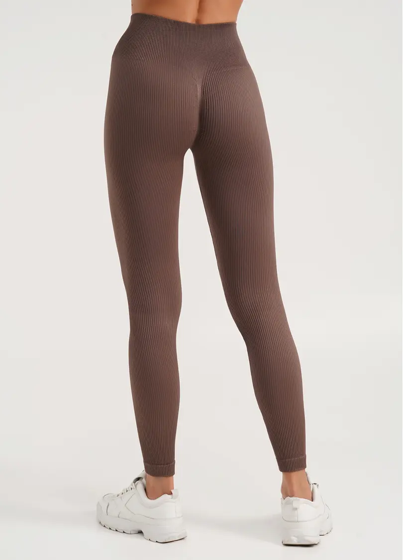 Легінси в рубчик з моделюючим швом ззаду LEGGINGS RIB deep taupe (коричневий)