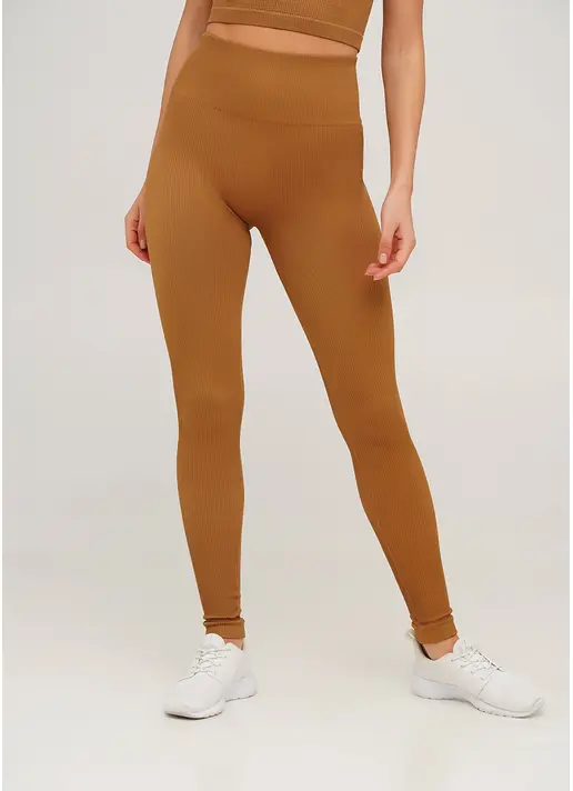 Легінси в рубчик з моделюючим швом ззаду LEGGINGS RIB ermine (коричневий)