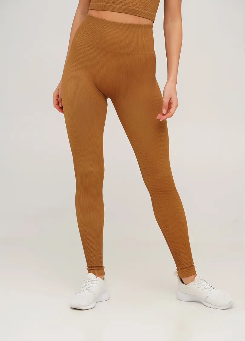 Легінси в рубчик з моделюючим швом ззаду LEGGINGS RIB ermine (коричневий)