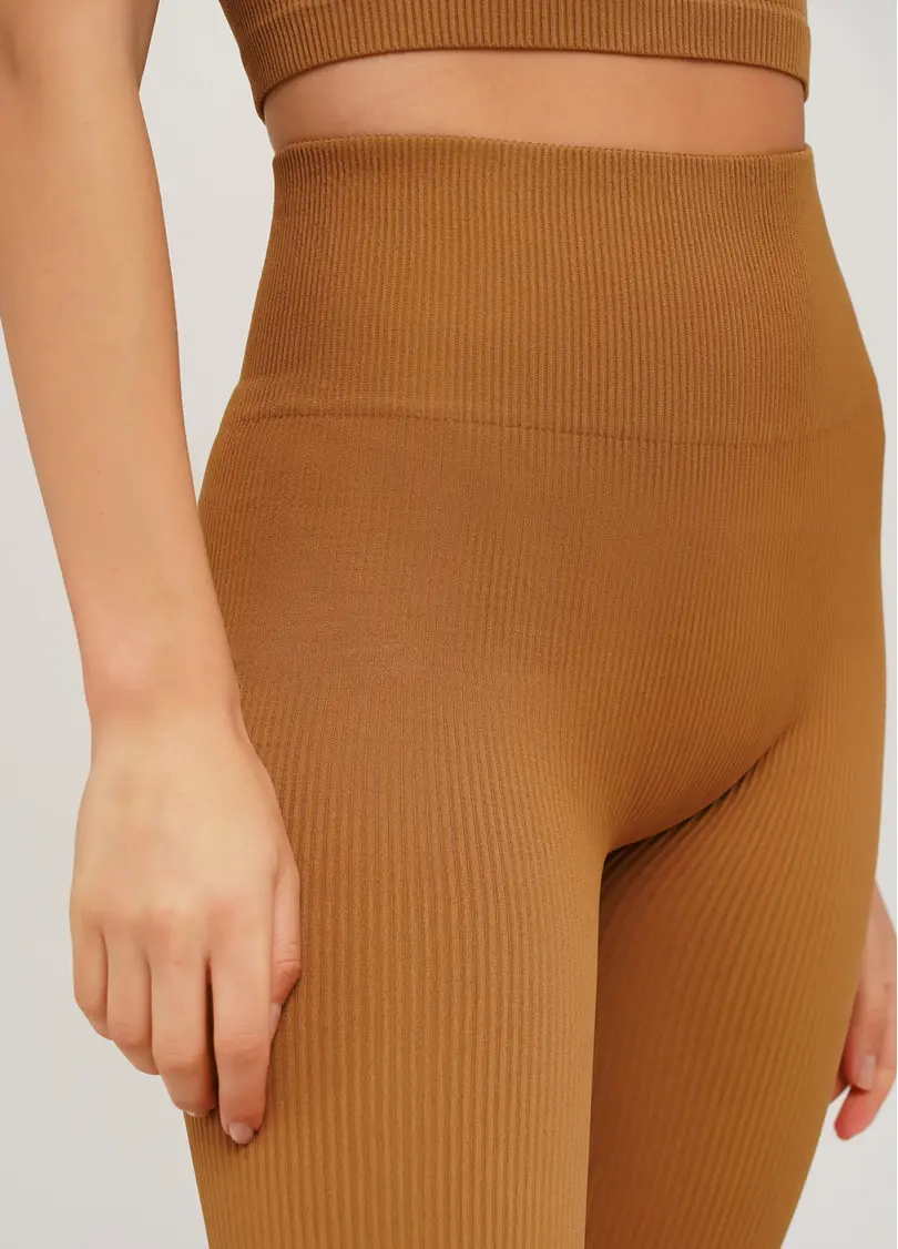Легінси в рубчик з моделюючим швом ззаду LEGGINGS RIB ermine (коричневий)