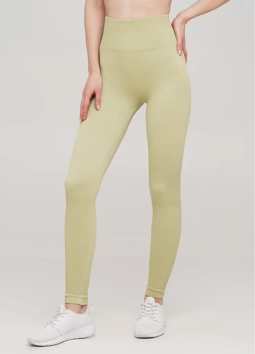 Легінси в рубчик з моделюючим швом ззаду LEGGINGS RIB (оливковий)