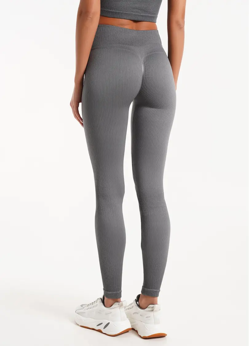 Легінси в рубчик з моделюючим швом ззаду LEGGINGS RIB poppy seed (сірий)