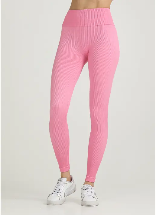 Леггинсы в рубчик с моделирующим швом сзади LEGGINGS RIB rosa pink (розовый)