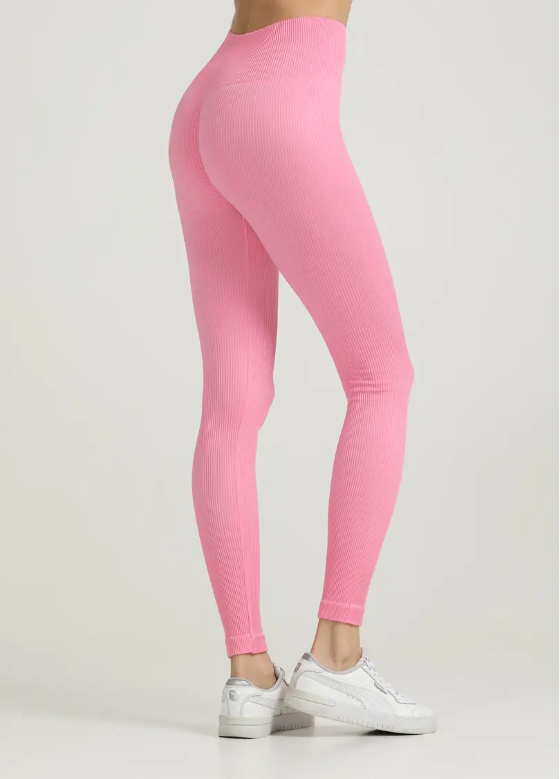 Легінси в рубчик з моделюючим швом ззаду LEGGINGS RIB rosa pink (рожевий)