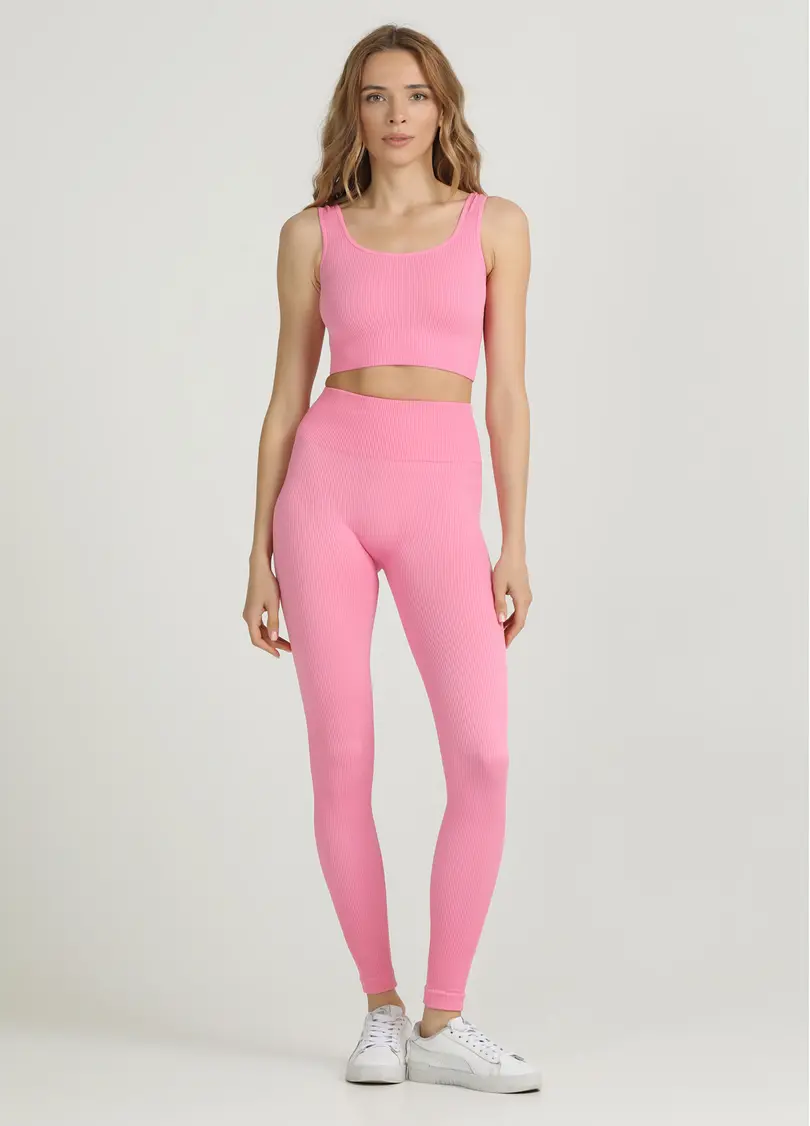 Легінси в рубчик з моделюючим швом ззаду LEGGINGS RIB rosa pink (рожевий)