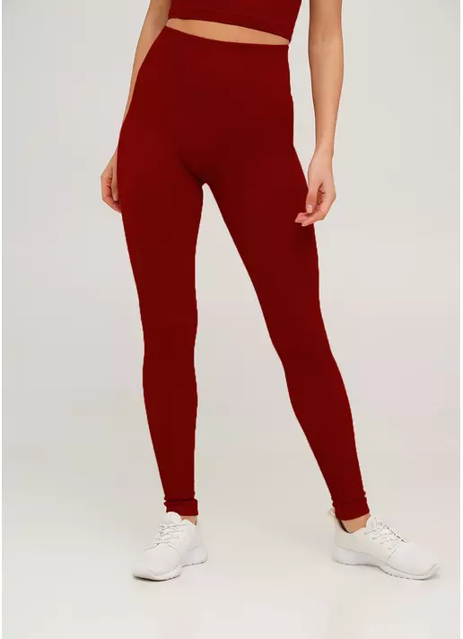 Легінси в рубчик з моделюючим швом ззаду LEGGINGS RIB winery (червоний)