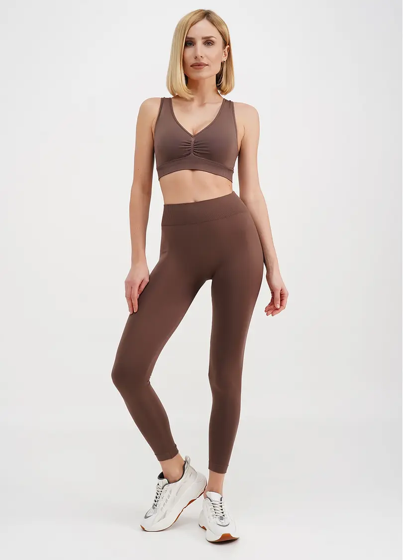Легінси з пуш-ап ефектом та широким поясом LEGGINGS SHAPE deep taupe (коричневий)