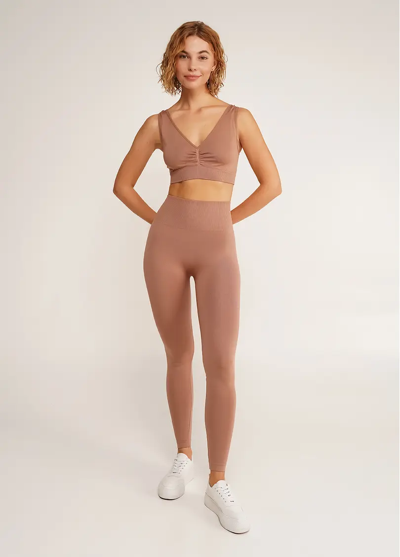 Легінси з пуш-ап ефектом та широким поясом LEGGINGS SHAPE mokko (коричневий)