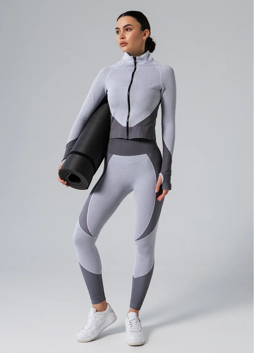 Спортивні легінси LEGGINGS SPORT FIT white/grey (білий/сірий)