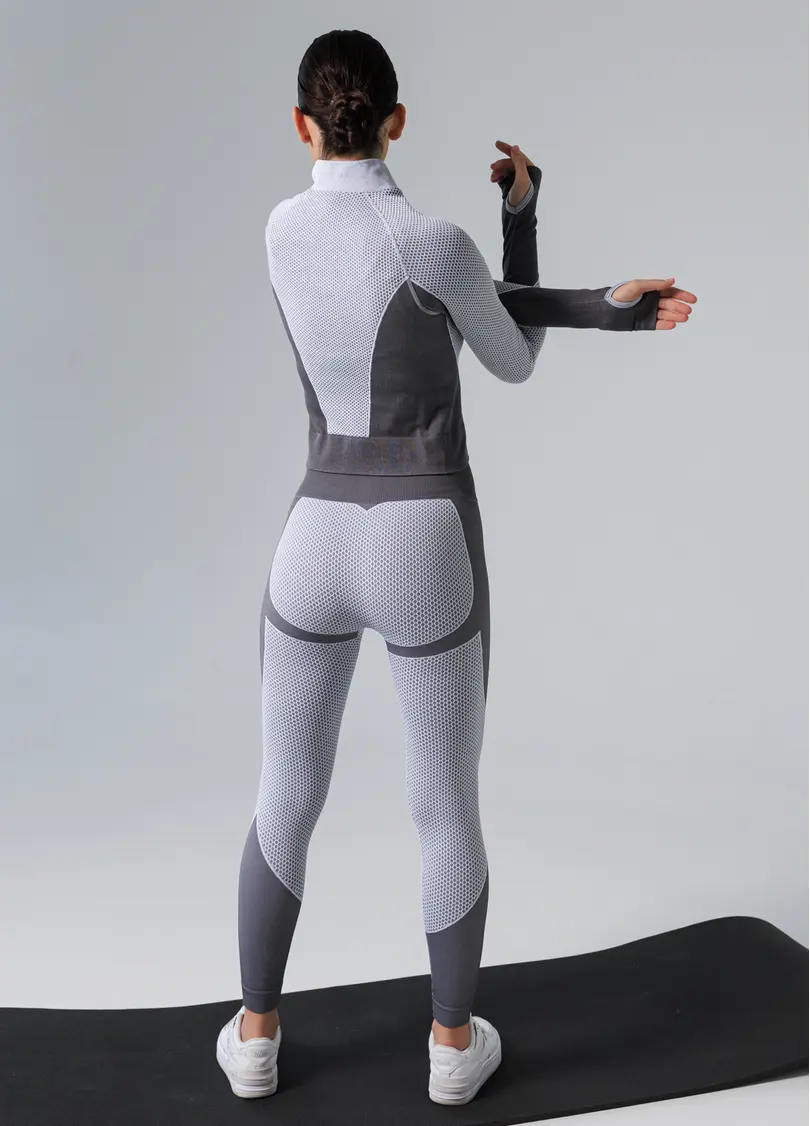 Спортивні легінси LEGGINGS SPORT FIT white/grey (білий/сірий)