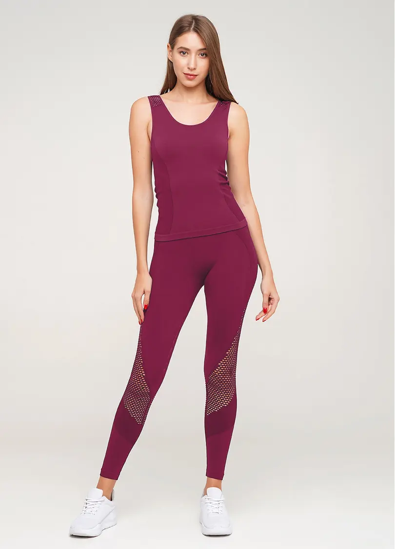 Безшовні спортивні лосини LEGGINGS SPORT RETE ESSENTIAL (бордовий)