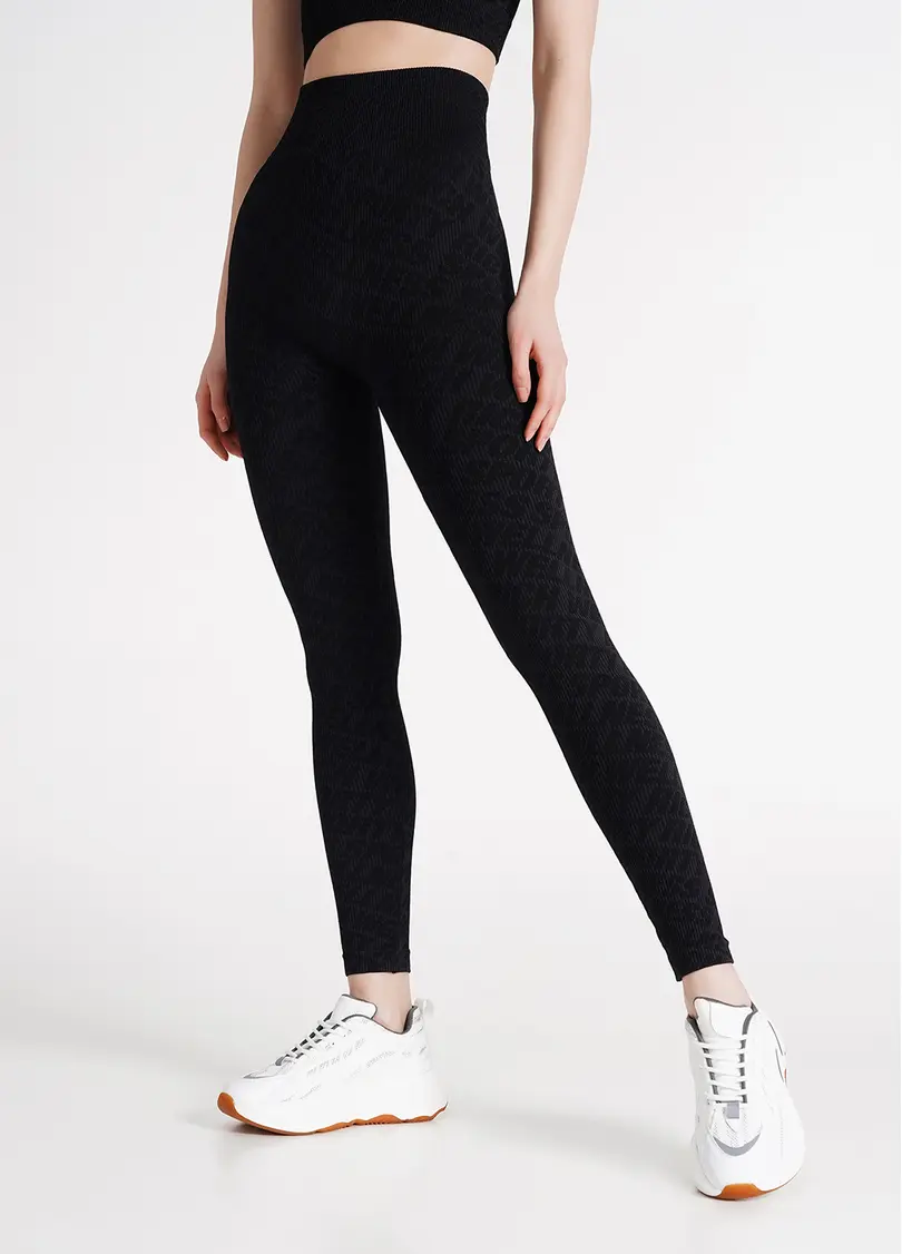Легінси в рубчик LEGGINGS RIB WELLNESS black (чорний)