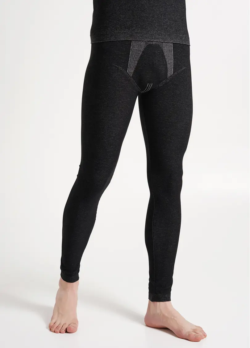 Безшовні термолегінси чоловічі THERMO LEGGINGS MELANGE MAN nero (чорний)