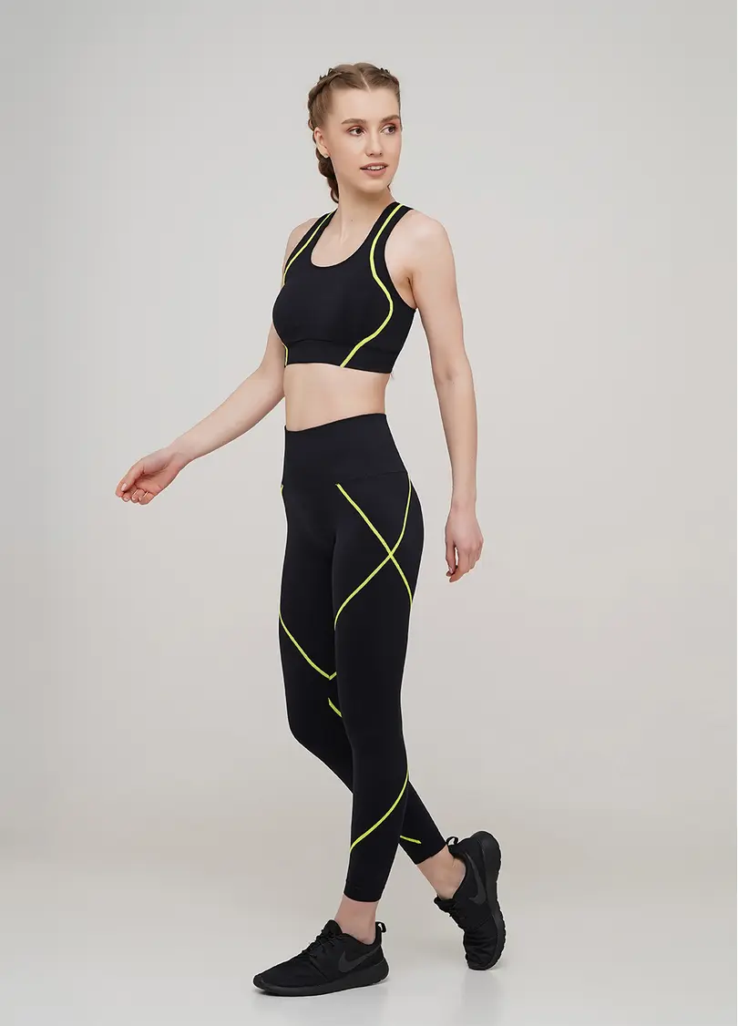 Спортивний топ TOP NEON STRIPE (чорний/жовтий)