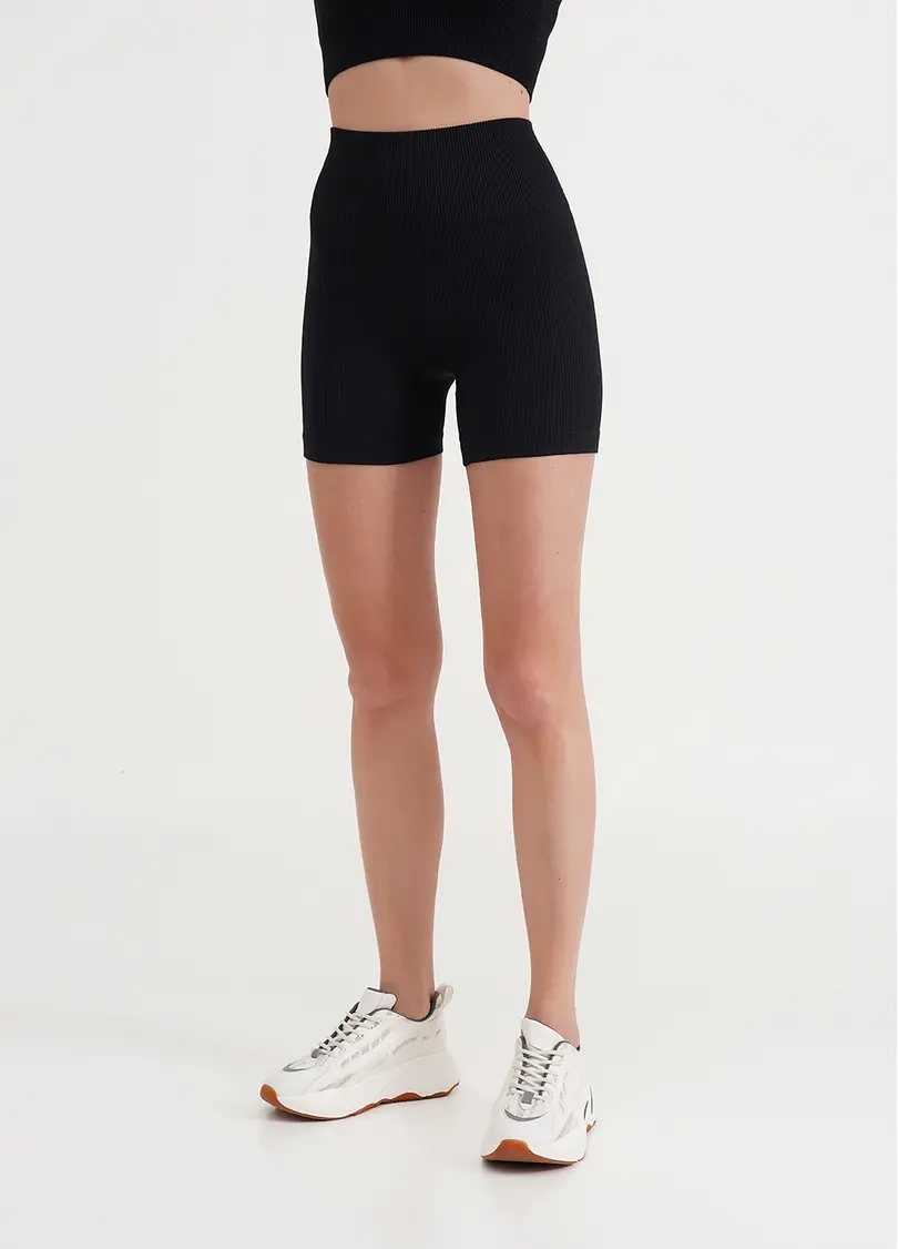 Безшовні шорти в рубчик з пуш-ап ефектом SHORTS RIB SHAPE black (чорний)